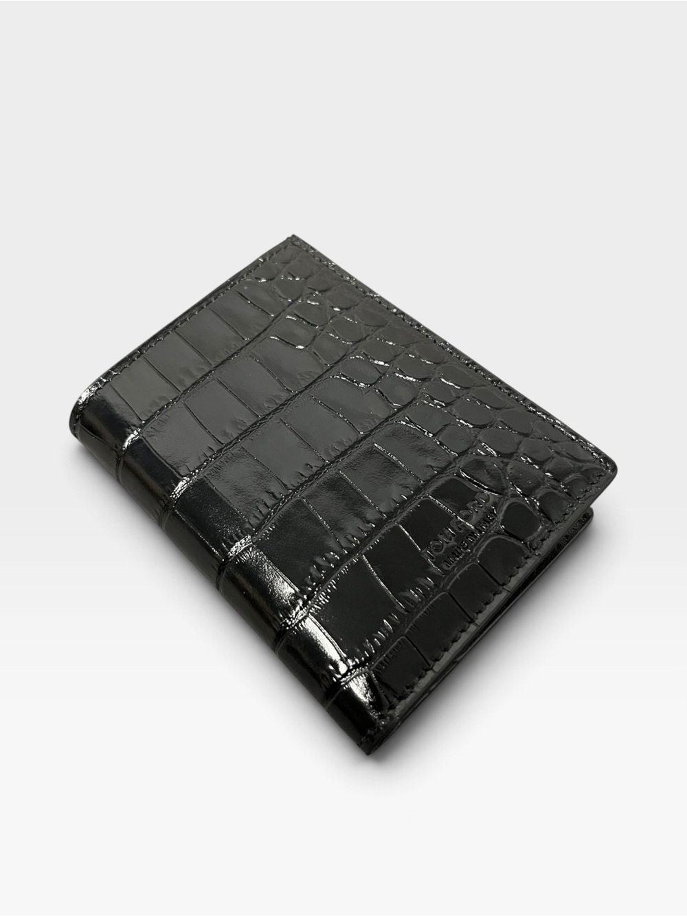 Tom Ford Black Croc-Embossed Leather Bifold Wallet